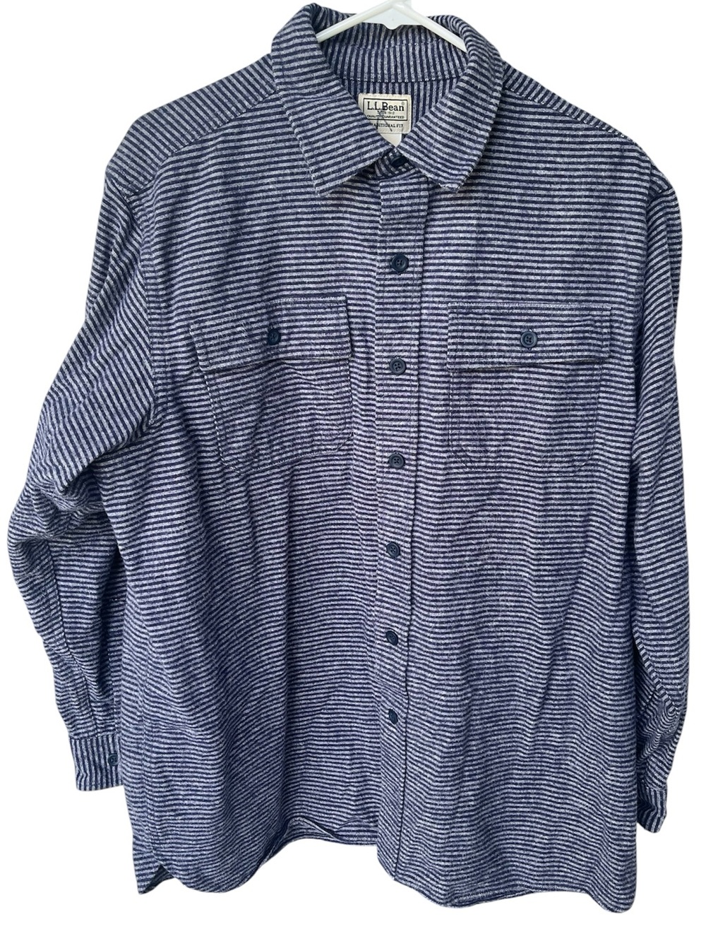 L.L. Bean Men’s Traditional Fit Chamois Flannel Striped Button-Down Shirt Large